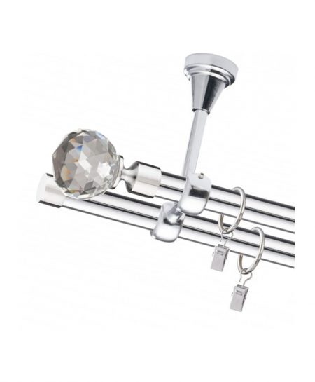 Karnisz Sufitowy Chrom Podwójny Fi 19+19mm Crystal
