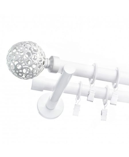Karnisz Biały Podwójny Fi 19+19mm Calado