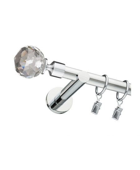 Karnisz Chrom Pojedynczy Fi 19mm Crystal