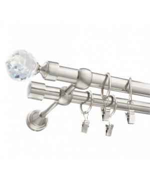 Karnisz Stal Podwójny Fi 19+19mm Crystal