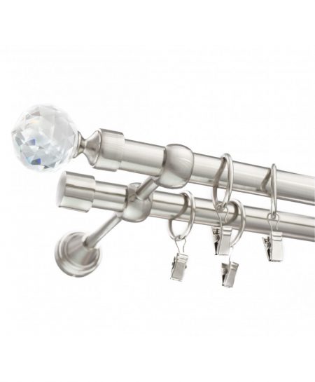 Karnisz Stal Podwójny Fi 19+19mm Crystal