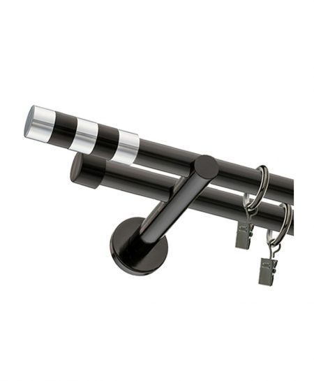 Karnisz Czarny Podwójny Fi 19+19mm Cylinder
