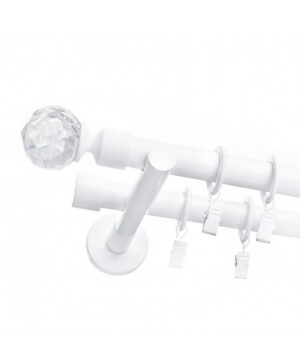 Karnisz Biały Podwójny Fi 19+19mm Crystal