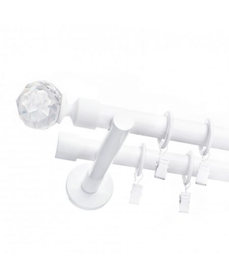 Karnisz Biały Podwójny Fi 19+19mm Crystal