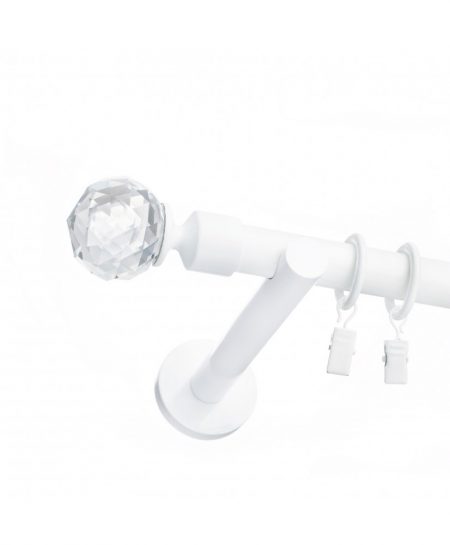 Karnisz Biały Pojedynczy Fi 19mm Crystal