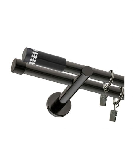 Karnisz Czarny Podwójny Fi 19+19mm Diamante