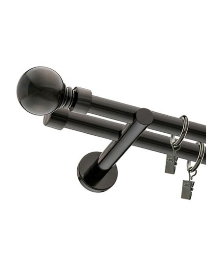 Karnisz Czarny Podwójny Fi 19+19mm Kula Max