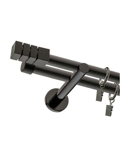 Karnisz Czarny Podwójny Fi 19+19mm Kwadro Black