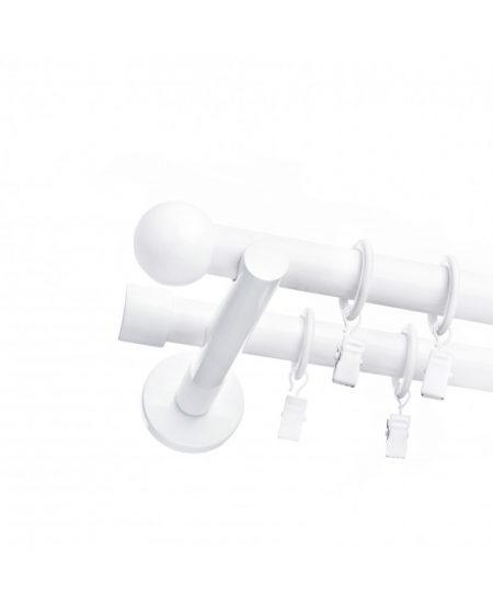 Karnisz Biały Podwójny Fi 19+19mm Palla