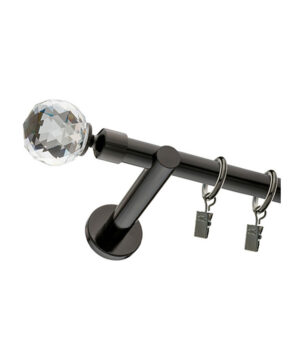 Karnisz Czarny Pojedynczy Fi 25mm Crystal