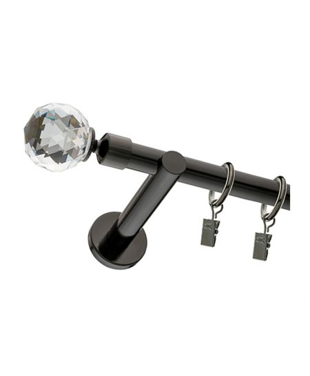 Karnisz Czarny Pojedynczy Fi 25mm Crystal