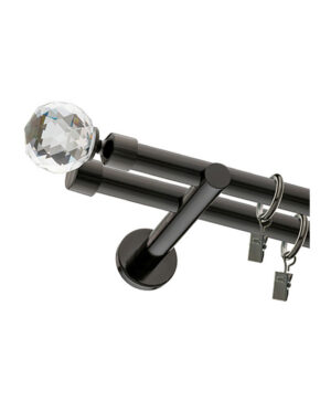 Karnisz Czarny Podwójny Fi 25+19mm Crystal