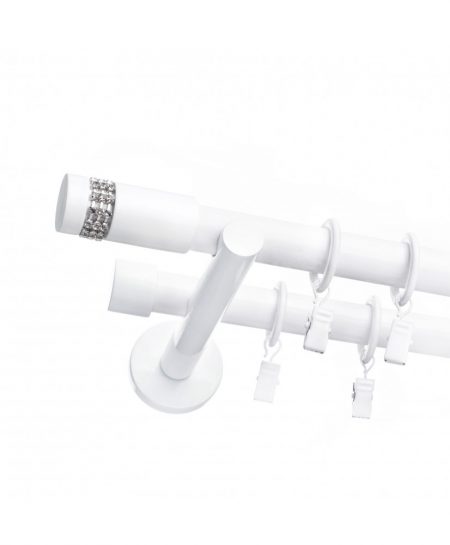 Karnisz Biały Podwójny Fi 19+19mm Diamante