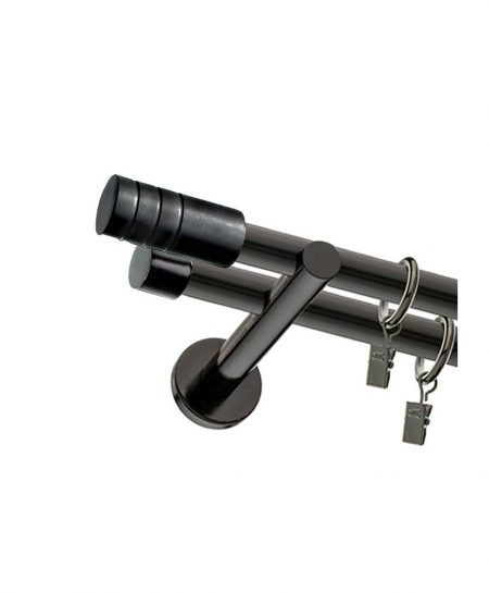 Karnisz Czarny Podwójny Fi 19+19mm Cilindro