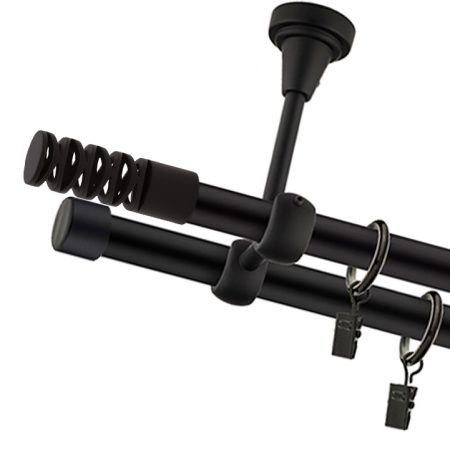 Karnisz Sufitowy Czarny Mat Podwójny Fi 19+19mm Jewel