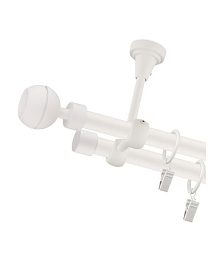 Karnisz Sufitowy Biały Podwójny Fi 19+19mm Ball