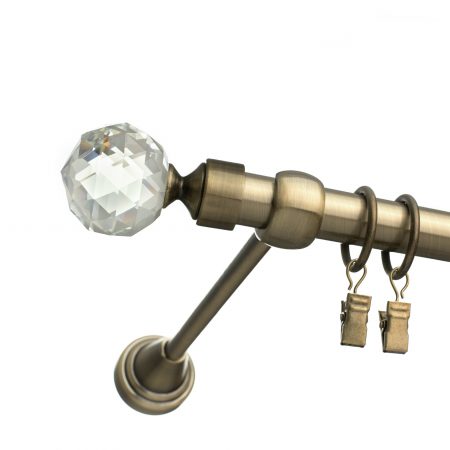 Karnisz Złoto Antyczne Pojedynczy Fi 19mm Crystal