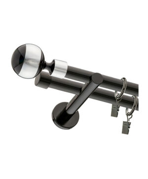Karnisz Czarny Podwójny Fi 19+19mm Kula