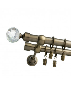 Karnisz Złoto Antyczne Podwójny Fi 19+19mm Crystal