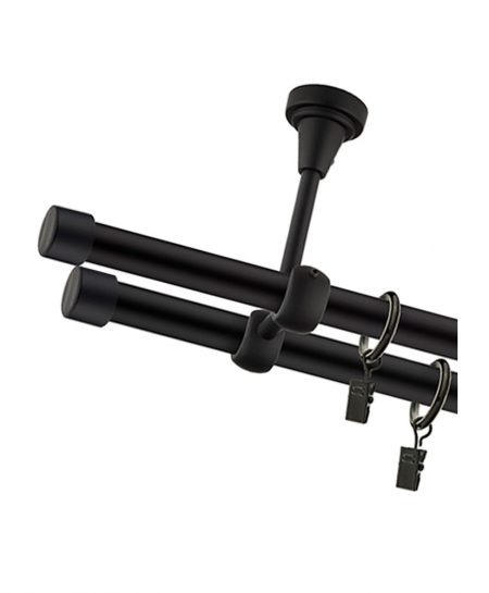 Karnisz Sufitowy Czarny Mat Podwójny Fi 25+19mm Plano