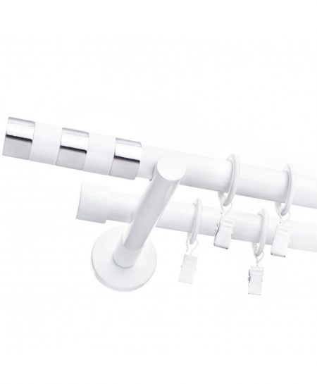Karnisz Biały Podwójny Fi 19+19mm Cylinder