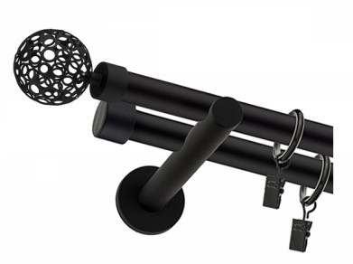 Karnisz Czarny Mat Podwójny Fi 25+19mm Calado