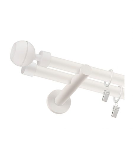 Karnisz Biały Podwójny Fi 19+19mm Ball