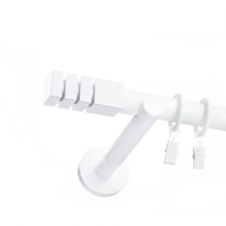 Karnisz Biały Pojedynczy Fi 19mm Kwadro White