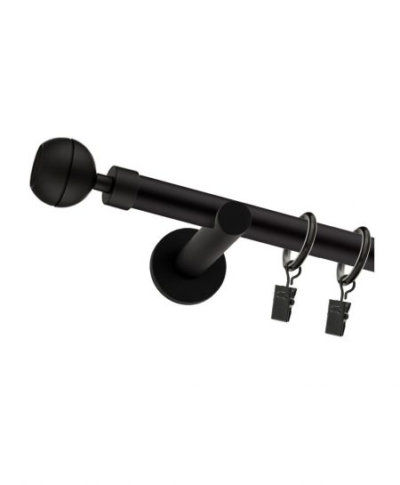 Karnisz Czarny Mat Pojedynczy Fi 19mm Ball