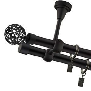 Karnisz Sufitowy Czarny Mat Podwójny Fi 25+19mm Calado