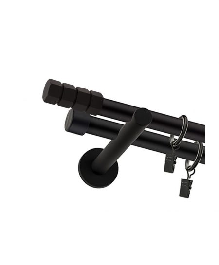 Karnisz Czarny Mat Podwójny Fi 19+19mm Craft