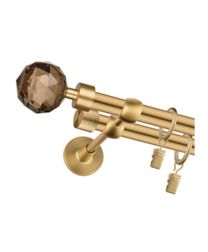 Karnisz Mosiądz Mat Podwójny Fi 19+19mm Crystal