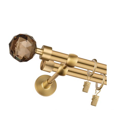 Karnisz Mosiądz Mat Podwójny Fi 19+19mm Crystal