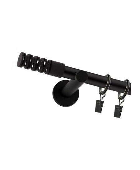 Karnisz Czarny Mat Pojedynczy Fi 19mm Jewel
