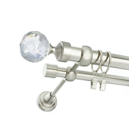 Karnisz Stal Podwójny Fi 25+19mm Crystal