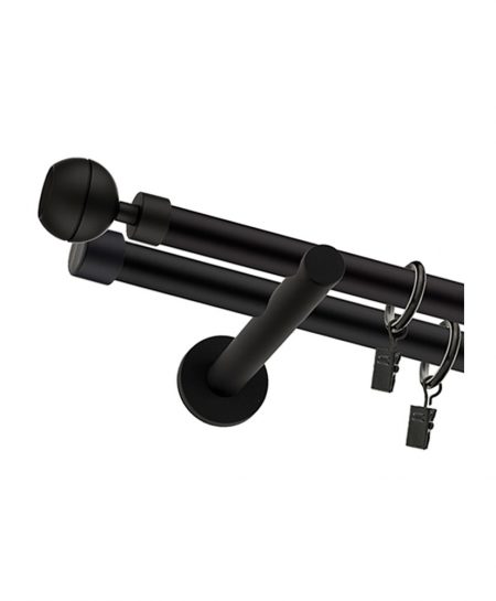 Karnisz Czarny Mat Podwójny Fi 19+19mm Ball