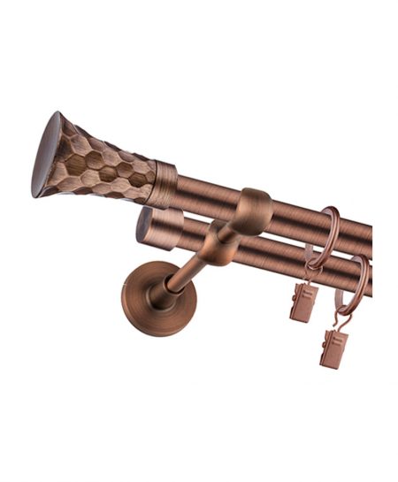 Karnisz Miedź Podwójny Fi 19+19mm Unite