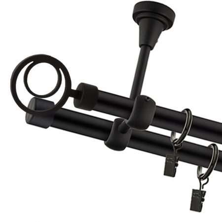 Karnisz Sufitowy Czarny Mat Podwójny Fi 19+19mm Circulo