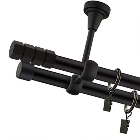 Karnisz Sufitowy Czarny Mat Podwójny Fi 19+19mm Craft