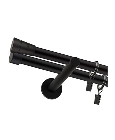 Karnisz Czarny Mat Podwójny Fi 19+19mm Barrel