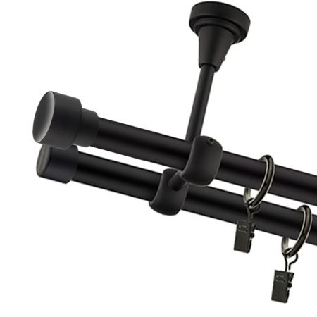 Karnisz Sufitowy Czarny Mat Podwójny Fi 25+19mm Charlie