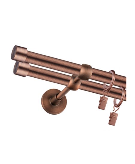 Karnisz Miedź Podwójny Fi 19+19mm Plano