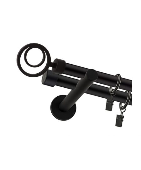 Karnisz Czarny Mat Podwójny Fi 19+19mm Circulo