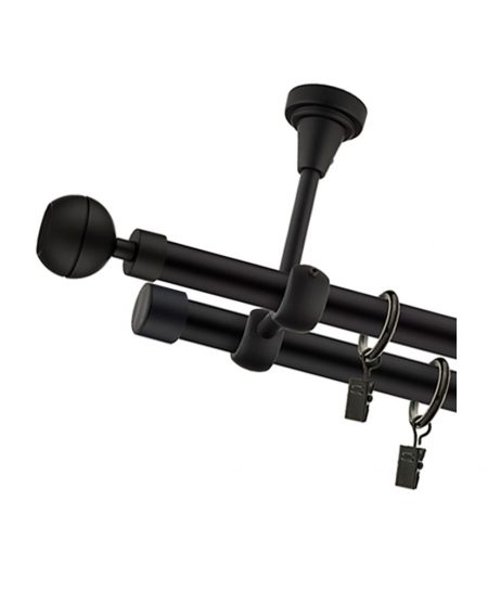 Karnisz Sufitowy Czarny Mat Podwójny Fi 19+19mm Ball