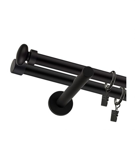 Karnisz Czarny Mat Podwójny Fi 19+19mm Flatt