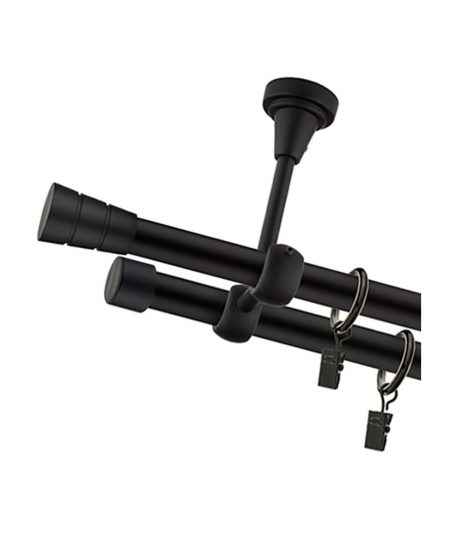 Karnisz Sufitowy Czarny Mat Podwójny Fi 19+19mm Barrel
