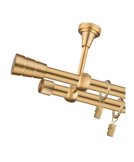 Karnisz Sufitowy Mosiądz Mat Podwójny Fi 19+19mm Barrel
