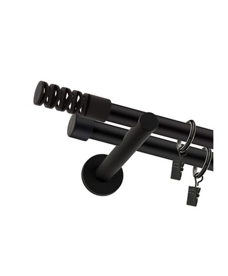 Karnisz Czarny Mat Podwójny Fi 19+19mm Jewel