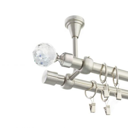 Karnisz Sufitowy Stal Podwójny Fi 19+19mm Crystal