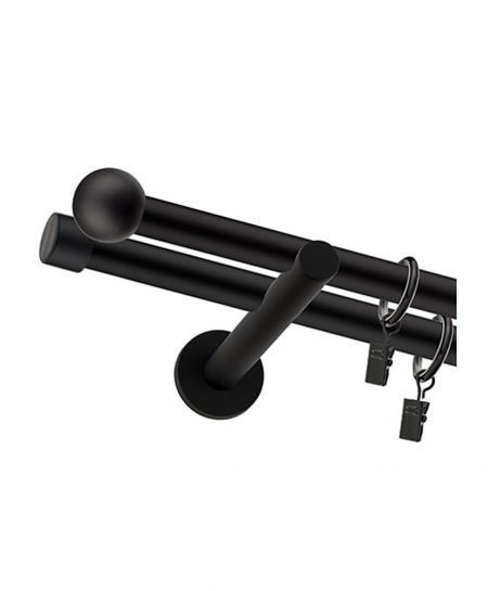 Karnisz Czarny Mat Podwójny Fi 19+19mm Palla